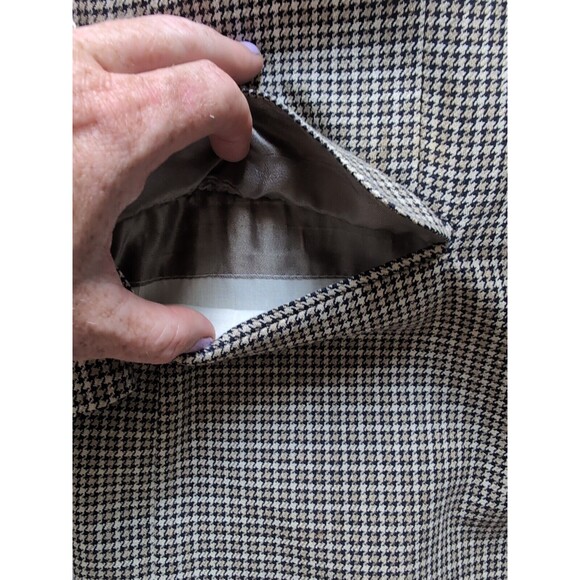 Jacobson's Men's 40 Tan Brown Check Silk Wool 3-Button Blazer Sport Coat Blazer - Picture 6 of 12